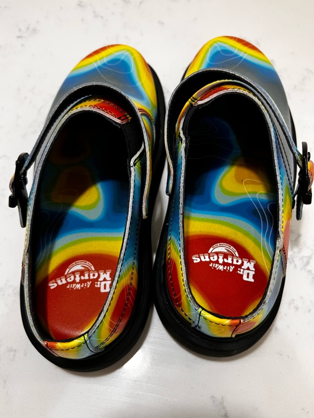 Dr. Martens Kids Heat-Map Print Buckle Clogs in Yellow, Red, Blue, Black - Picture 9 of 14